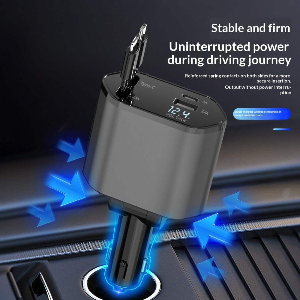 Bil­laddare 4-i-1 Snabbladdning – 120W USB-C & Lightning