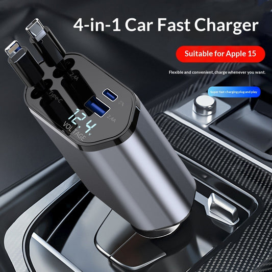 Bil­laddare 4-i-1 Snabbladdning – 120W USB-C & Lightning