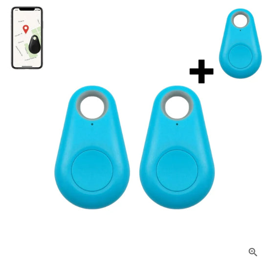 Mini Bluetooth-spårare i vattendroppe-design. Håll koll på nycklar, väskor eller husdjur via mobilen. Larm vid avstånd, räckvidd upp till 10 m. Fungerar även som kamerafjärr. Upp till 6 mån standby. CR2032-batteri ingår. Finns i flera färger.
