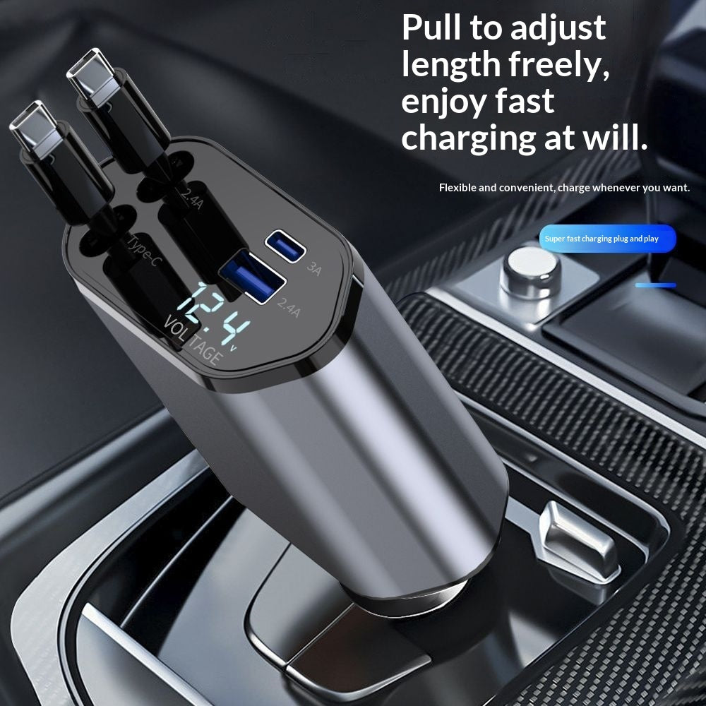 Bil­laddare 4-i-1 Snabbladdning – 120W USB-C & Lightning